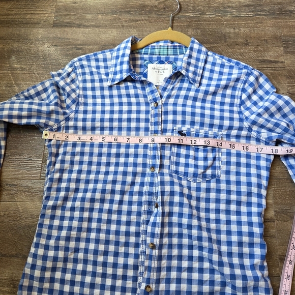 Abercrombie & Fitch Checkered Blue And White Women's Size Small Western Style - Picture 10 of 12